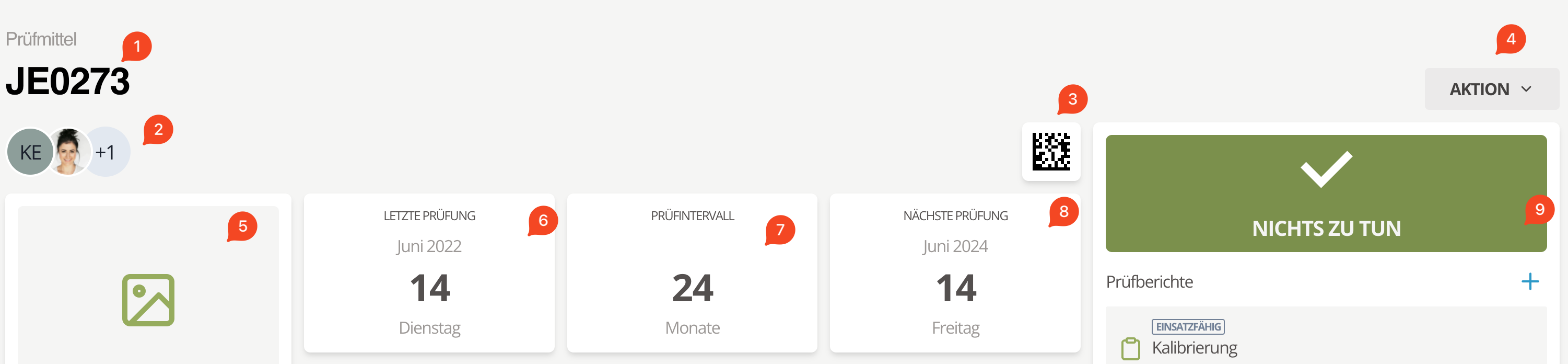 Prüfmittel Details oben
