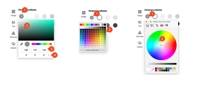 Farbe auswählen oder Werte eingeben