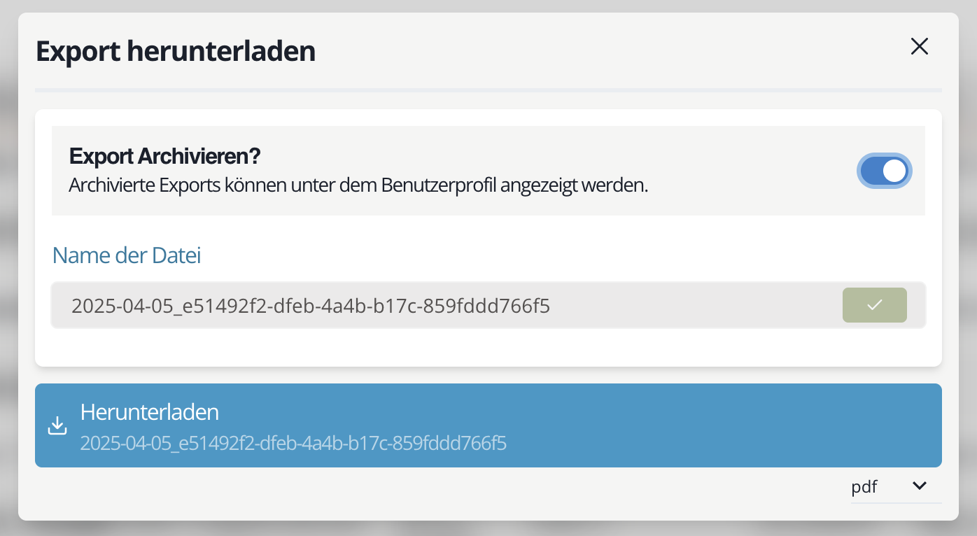 Exportdatei soll archiviert werden