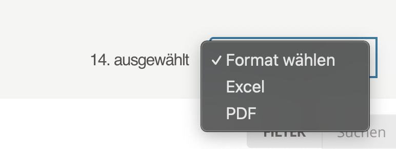 Dateiformat für den Export auswählen